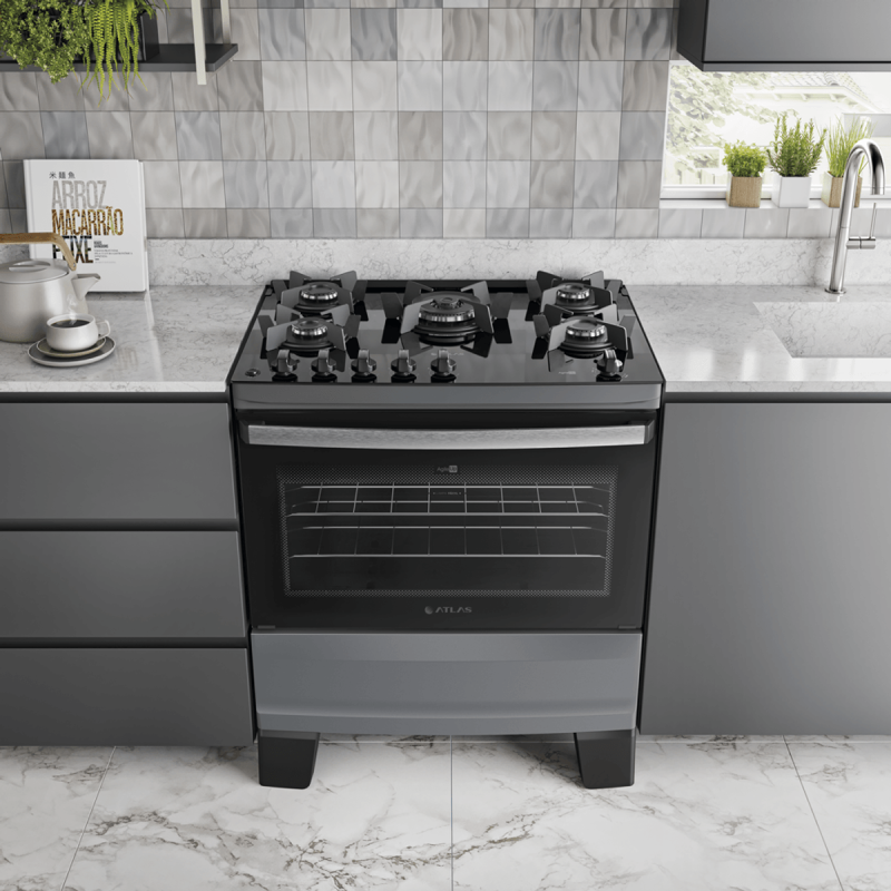 ATLAS COCINA A GAS AGILE UP GLASS TITANIO 5H