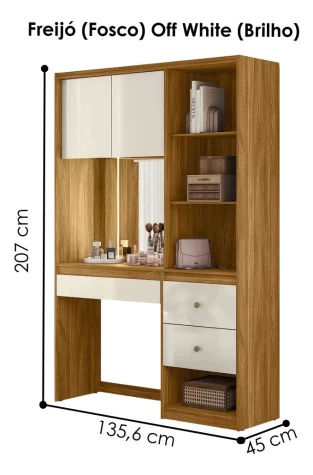 TOCADOR MOVAL LUME C/ESP FREIJO/OFF WHIT