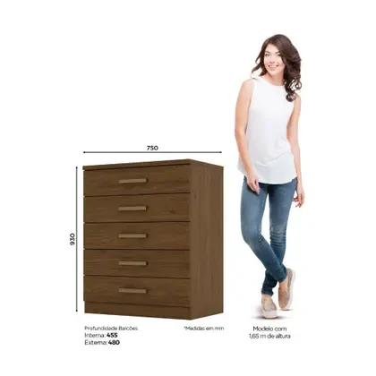 COMODA HENN FLOR DE LIS 5C CASTAÑO