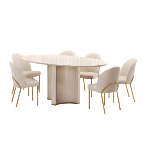 JUEGO DE MESA CHANEL C/6SILLAS LIZY OFF/WHITE