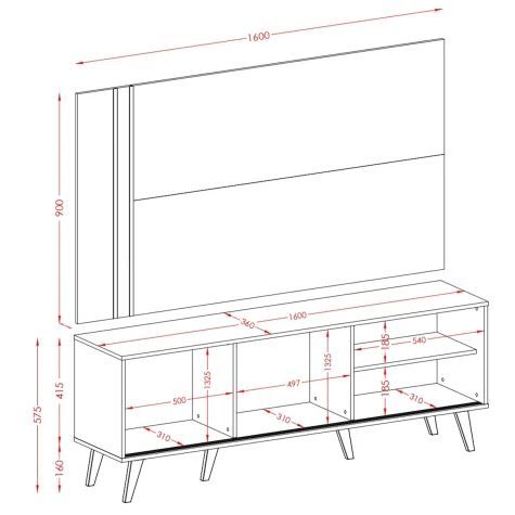 RACK C/ PANEL CRONOS CINAMOMO/OFF WHITE (MADETEC)